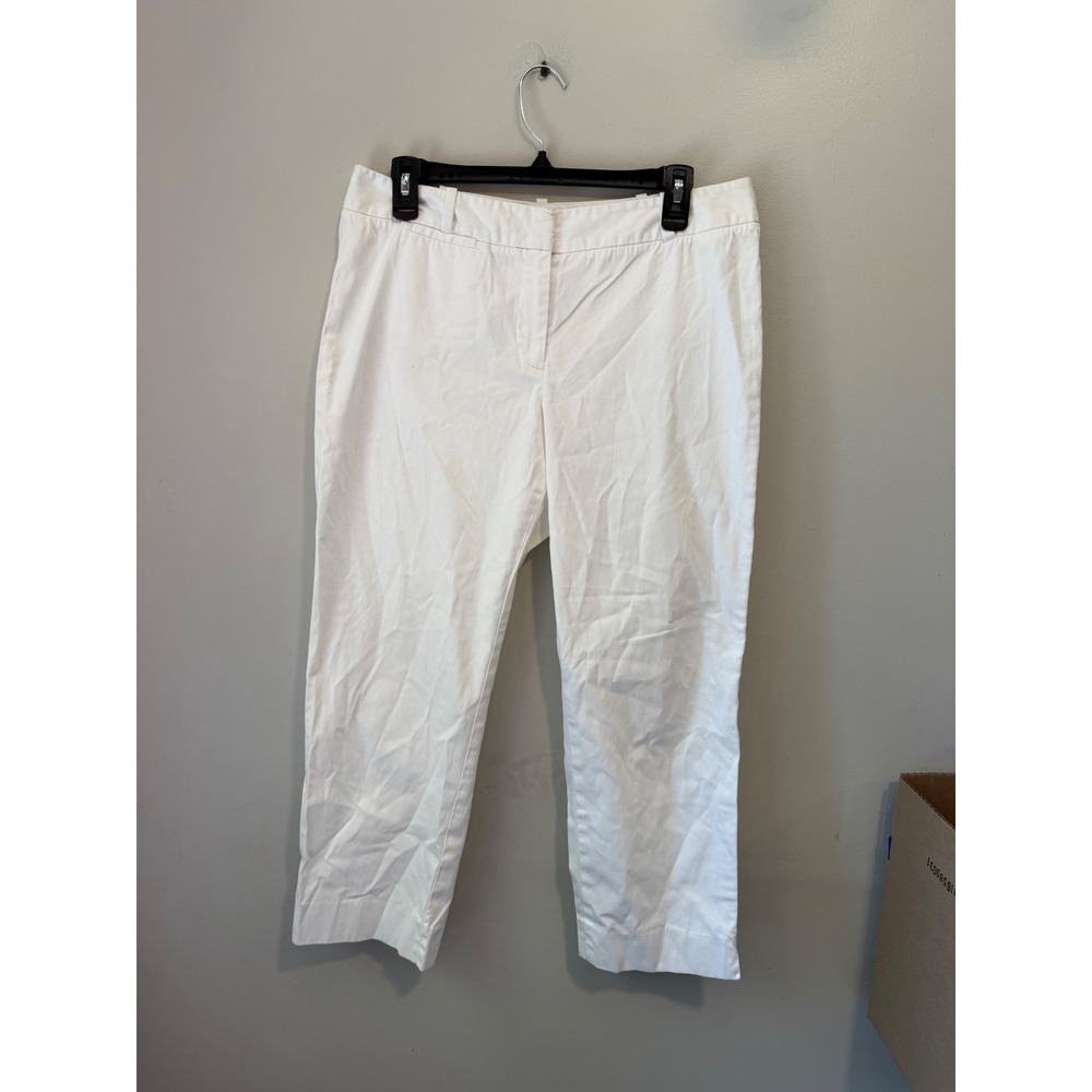 Talbots Signature White Crop Pants Womens 8 Straight Leg Chino Trousers